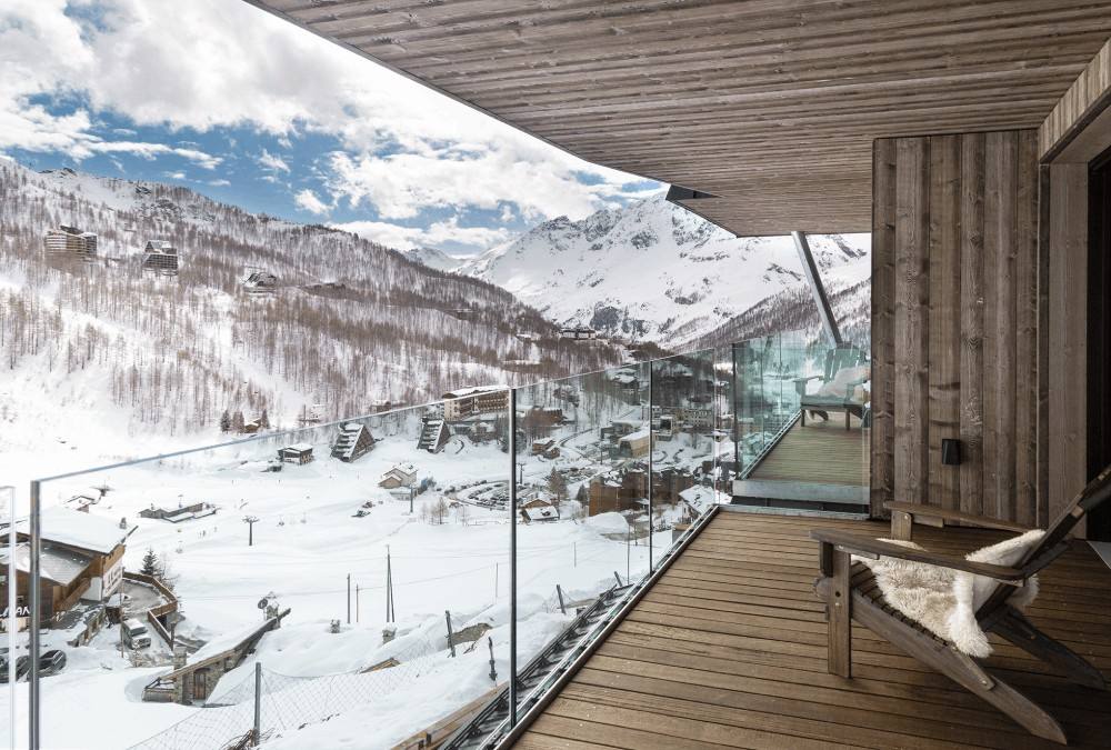 Balcone panoramico della Suite sulla valle innevata